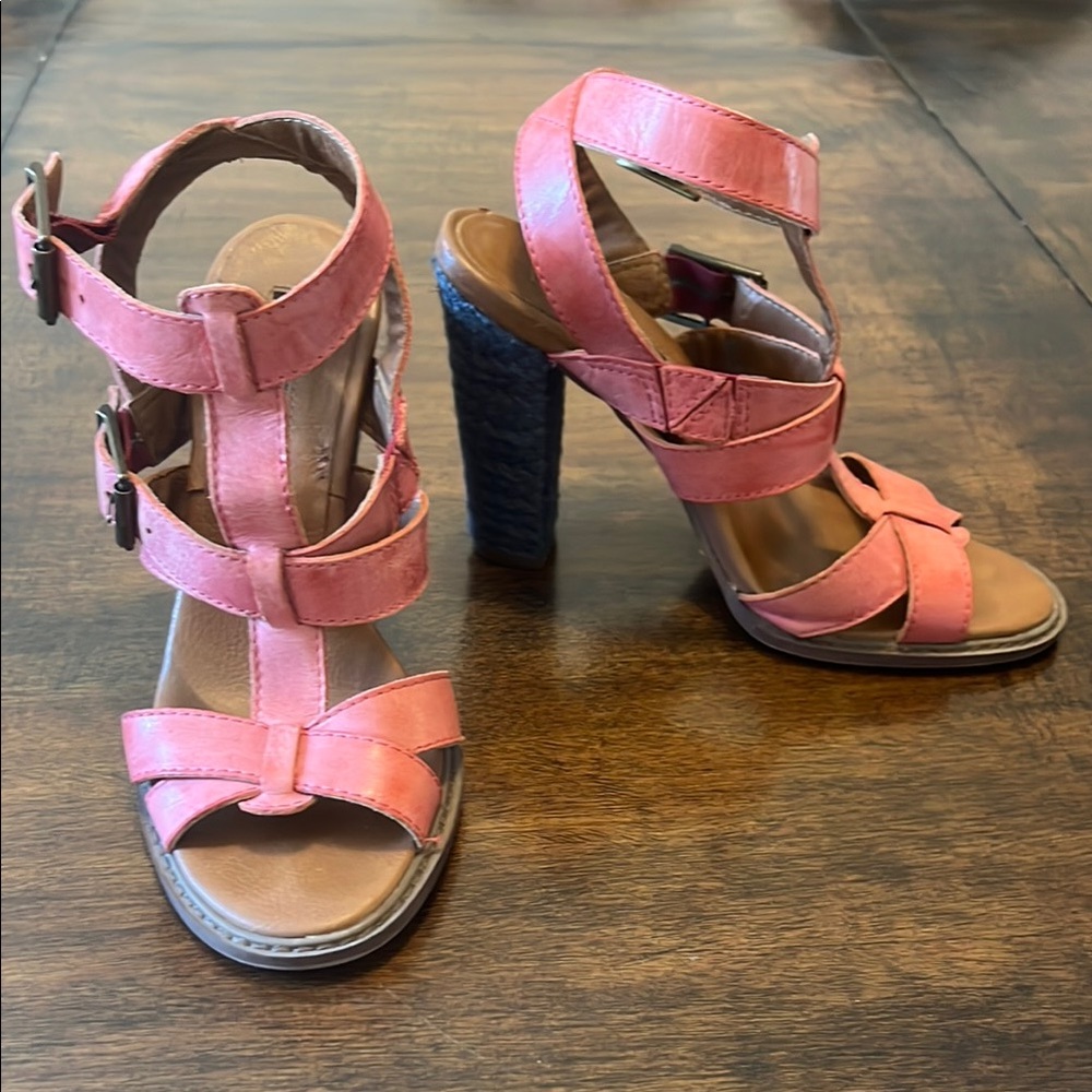 Calvin Klein Jeans Isabelle Pink and Brown Gladiator Heels